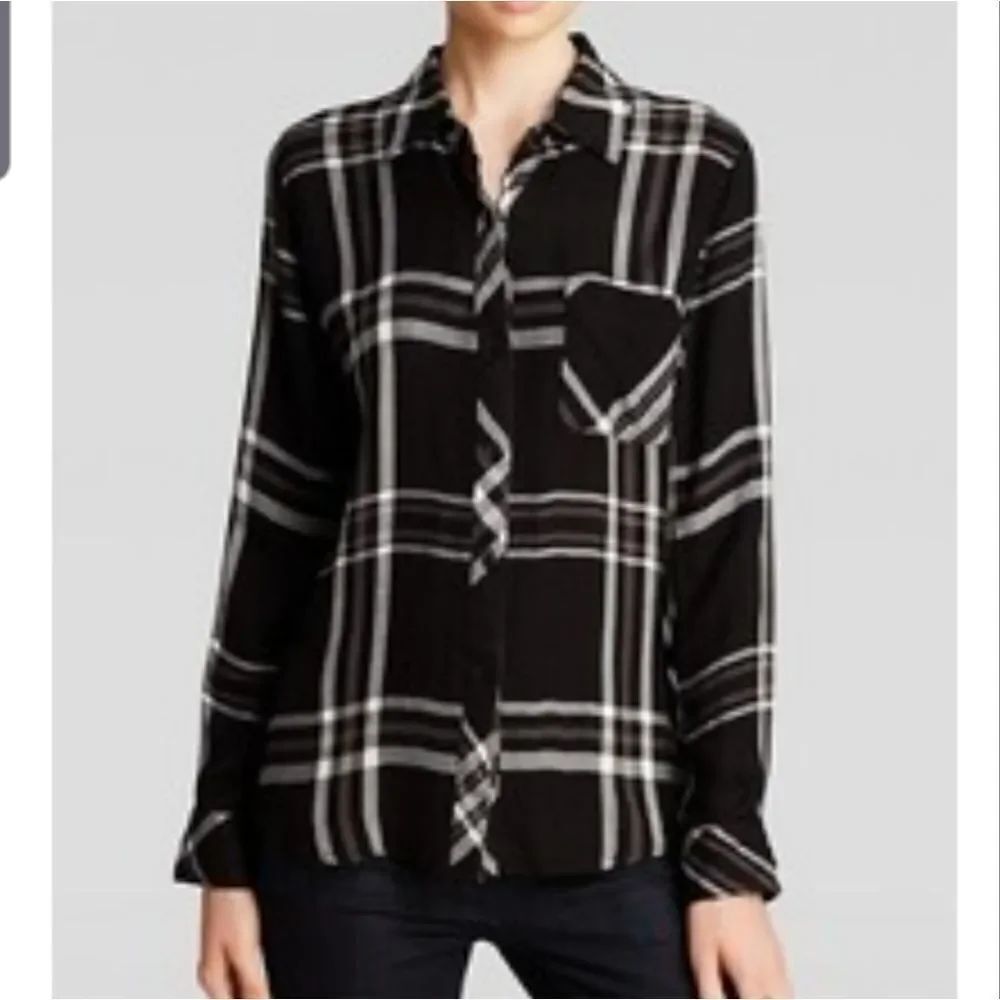 Rails hunter black&white plaid button down shirt sz XS